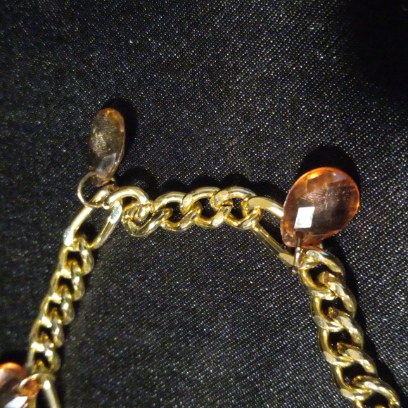 Vintage Figaro chain bracelet with Crystal charms and sun charm. 7" - Picture 4 of 6